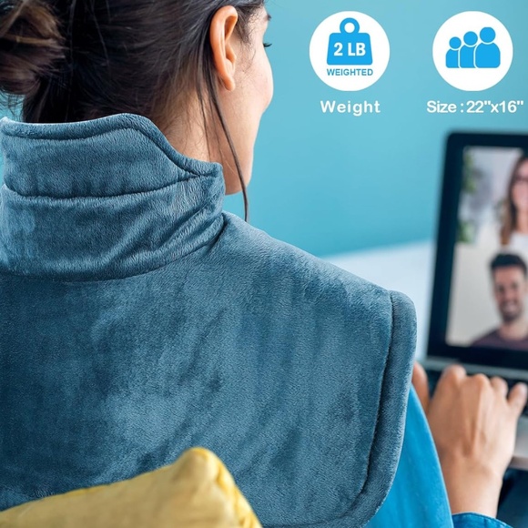 NEW HEATING PAD NECK BACK WEIGHTED BLUE 2 LB ELECTRIC 6 HEAT SETTINGS 4 TIMERS - Picture 5 of 7